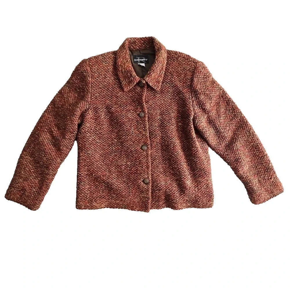 Requirements Tweed‎ Blazer Women's 14 Jacket Textured Multicolor Vtg 90's Office